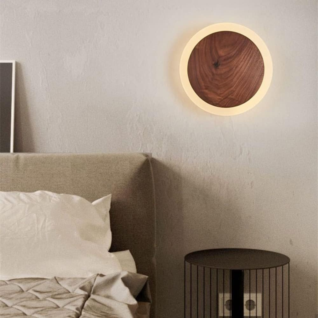 Scandinavian Wooden LED Wall Lamp with Energy-Efficient Indoor Lighting