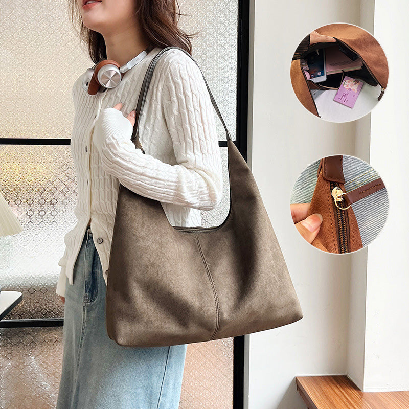 Suede messenger bag with large capacity