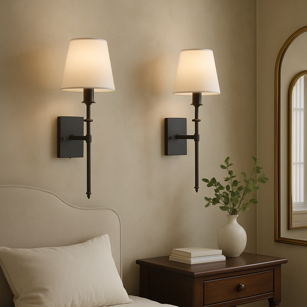 (2 Pieces) Wired Wall Lamp – Stylish Lamp Set for Lighting Above a Mirror or Bed