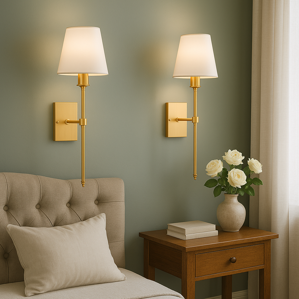 (2 Pieces) Wired Wall Lamp – Stylish Lamp Set for Lighting Above a Mirror or Bed