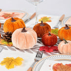 Autumn Decoration Pumpkin Set – 12 Pieces Artificial Pumpkins with Velvet Finish