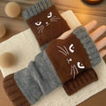Cat Knit Fingerless Gloves