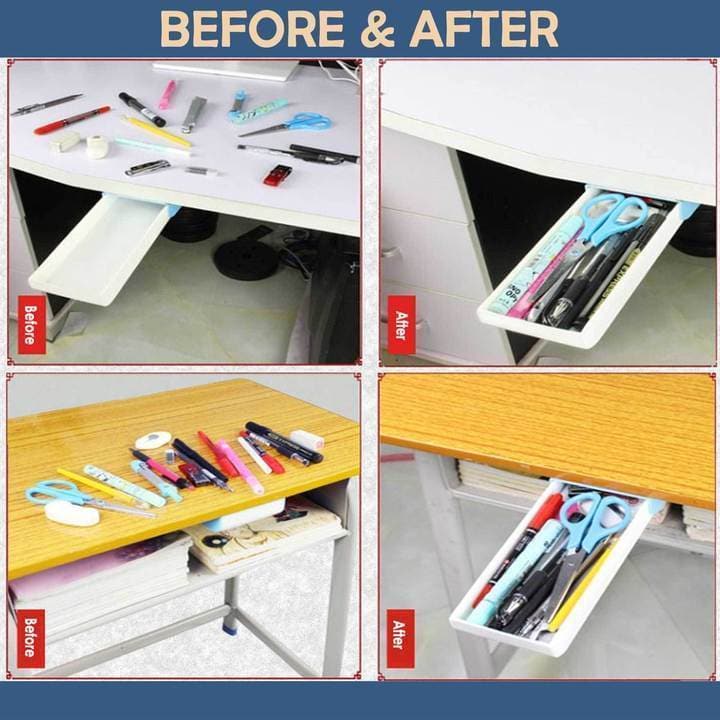 Storage drawer under the table without perforation
