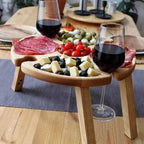 Wooden Outdoor Folding Picnic Table-With Glass Holder