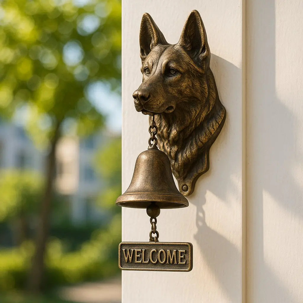 Welcome Bell Shepherd Bronze – Elegant Wall Bell with German Shepherd Design