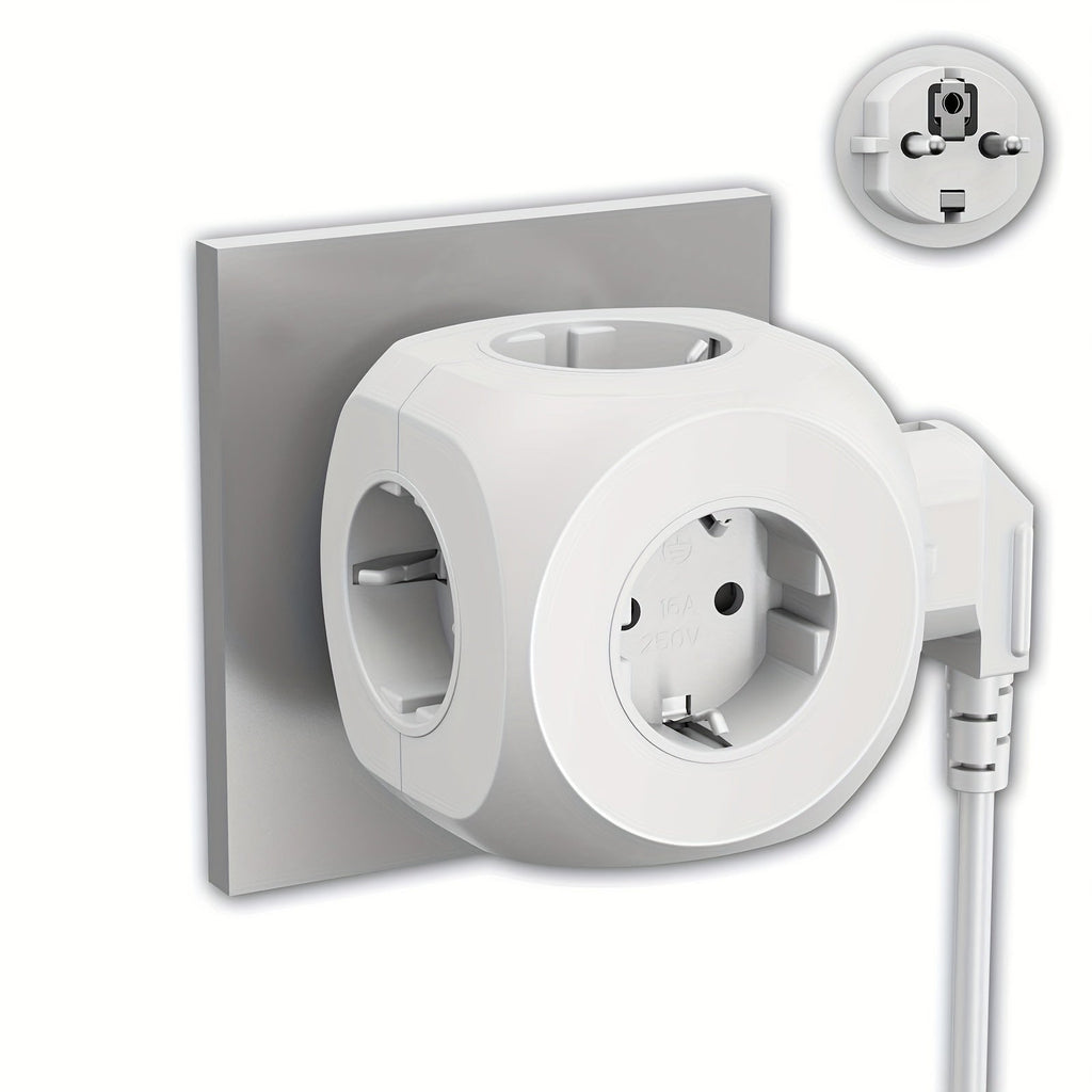 Compact Portable Power Plug Cube with 5 Electric Outlets – Lightweight and Safe for Home, Office, and Travel
