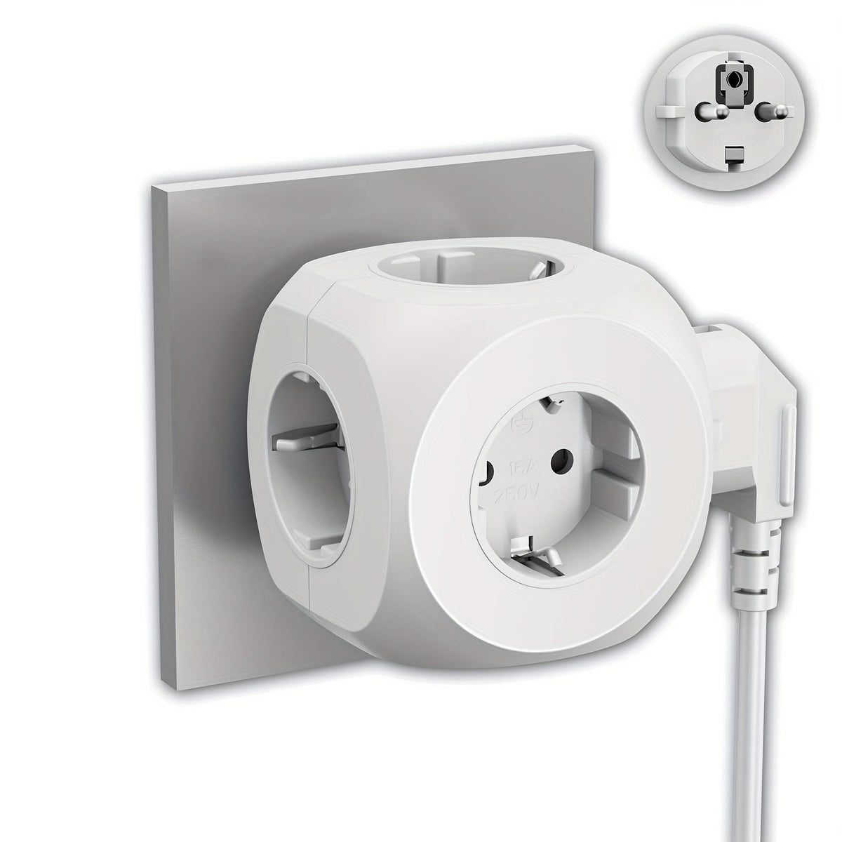 Compact Portable Power Plug Cube with 5 Electric Outlets – Lightweight and Safe for Home, Office, and Travel