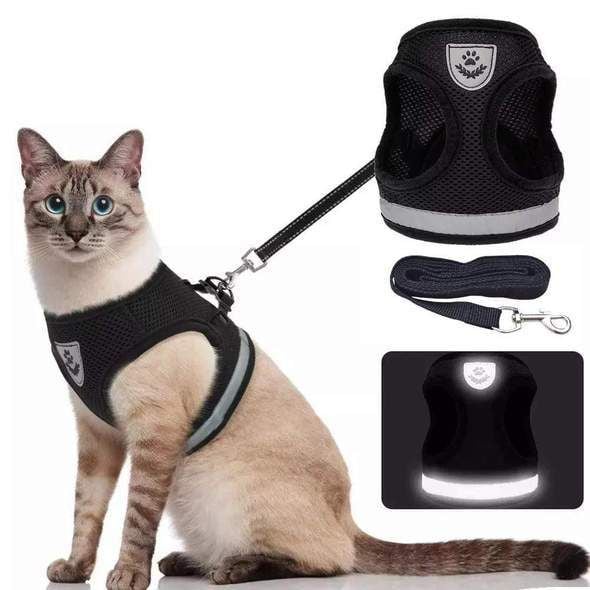 Reflective Cat Harness and Leash Set with Adjustable Straps for Safe Night Adventures – Comfortable Fit for Cats and Kittens