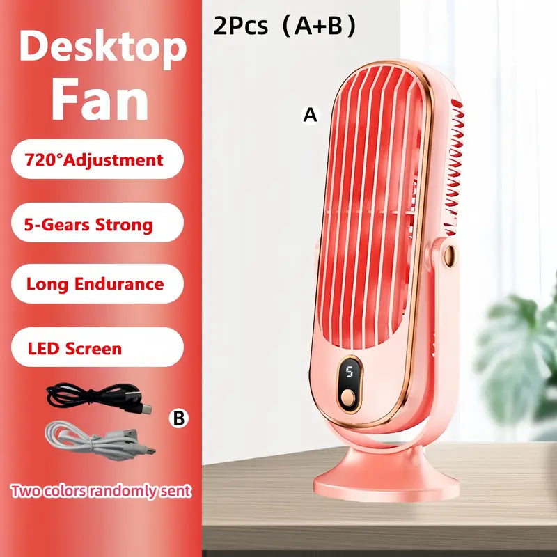 Portable Mini Air Conditioner with USB Charging – 5 Speeds & 720° Rotation