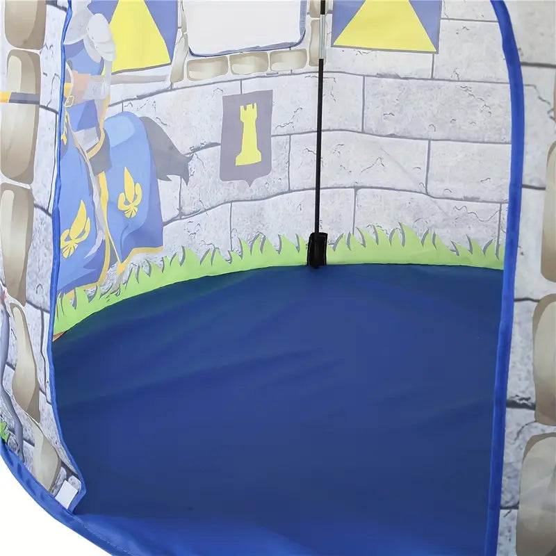 Knight play tent for children with castle design and carrying bag