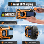 All-in-One Emergency Radio with Hand Crank, Solar Panel, Flashlight & USB Charger – Ideal for Camping and Outdoor Activities