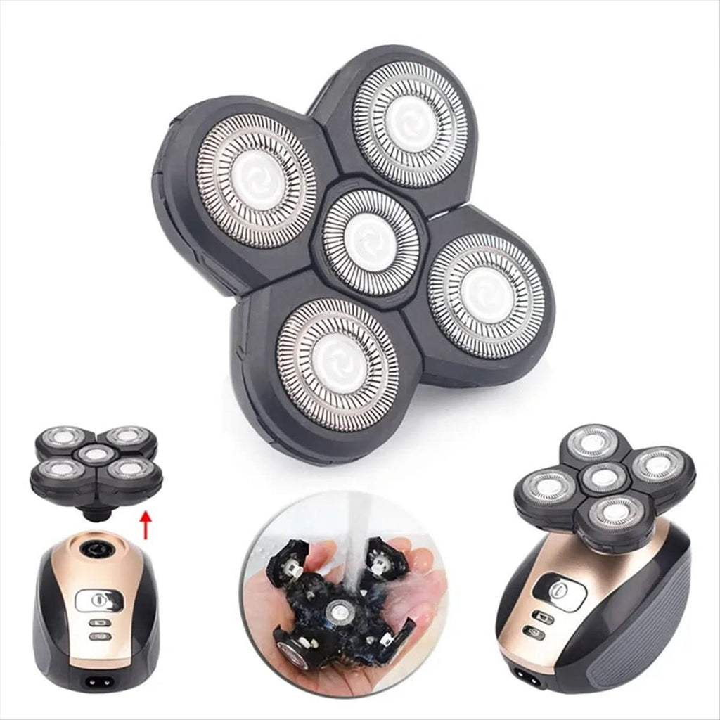 5-in-1 trimmer with floating shaving heads & accessories
