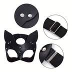 Women’s Faux Leather Halloween Costume Accessories | Cat Mask Gloves