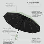 Windproof Folding Umbrella with Ring Buckle Handle