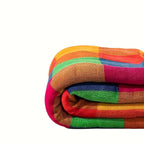 Coral fleece blanket – Reversible thick Sherpa blanket with a colorful checkered pattern