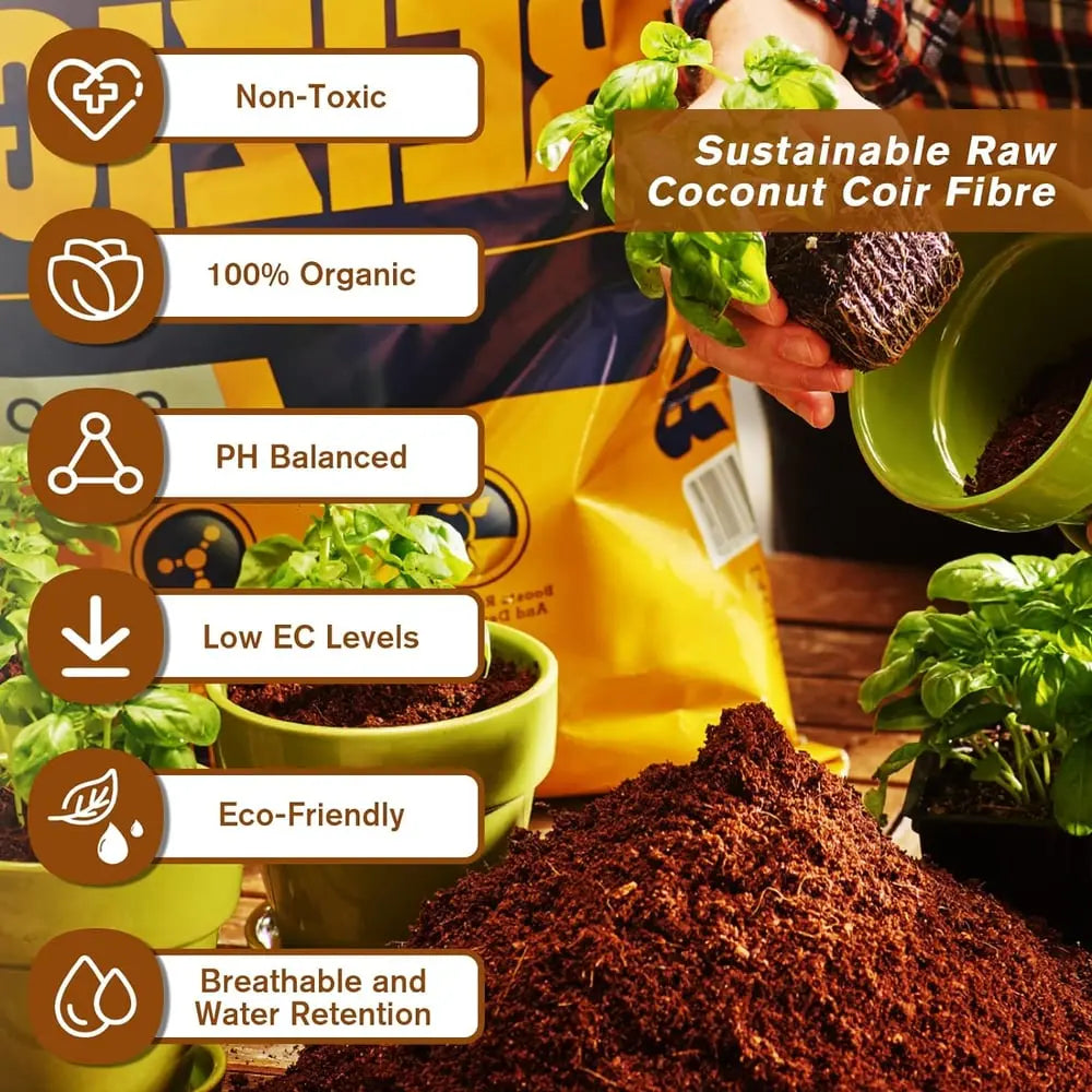 2-Piece Set Coconut Coir Briquettes for Plants – Organic Growing Substrate with High Water Retention!
