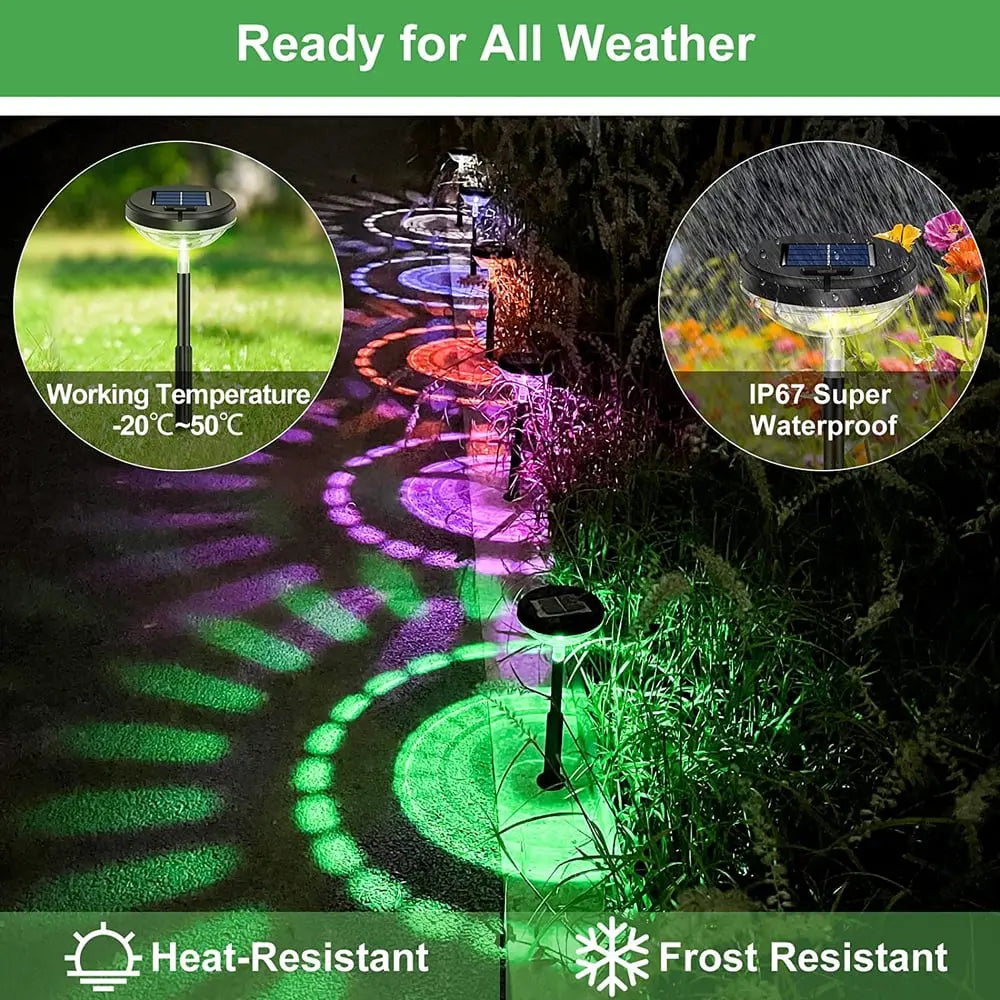 2-piece set solar garden lights – LED pathway lights with sun pattern projection!
