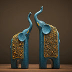 Decorative Figures Elephants Set of 2 | Retro Design | Resin | 13x8x30 cm