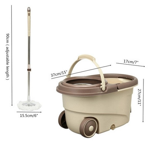 Spin Mop and Bucket Set with Microfiber Heads and Drain Plug