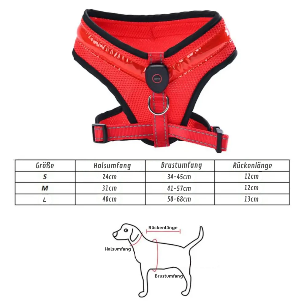 LED Dog Harness USB rechargeable & adjustable