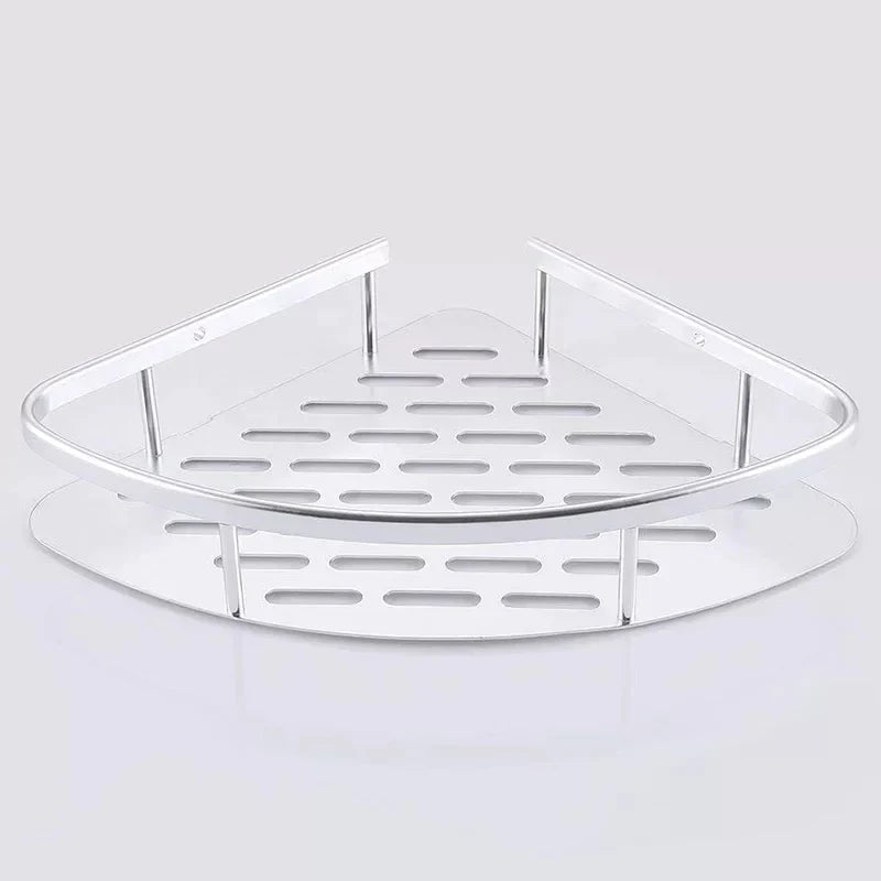2 Layer Aluminum Steel Corner Bathroom Shelf