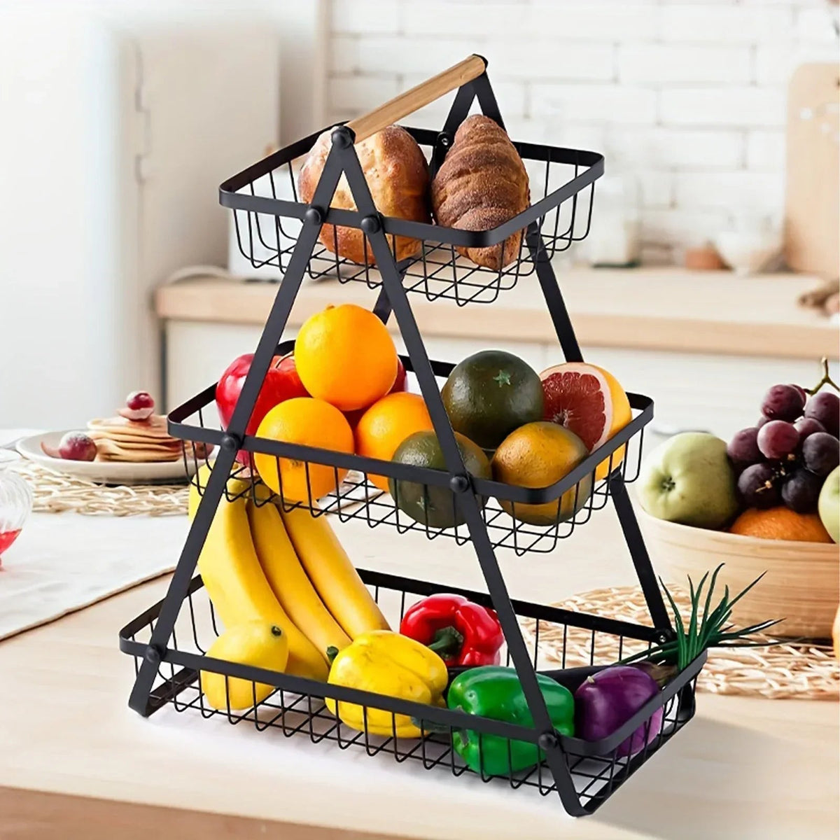 3-Tier Fruit Basket Stand – Space-Saving Kitchen Storage