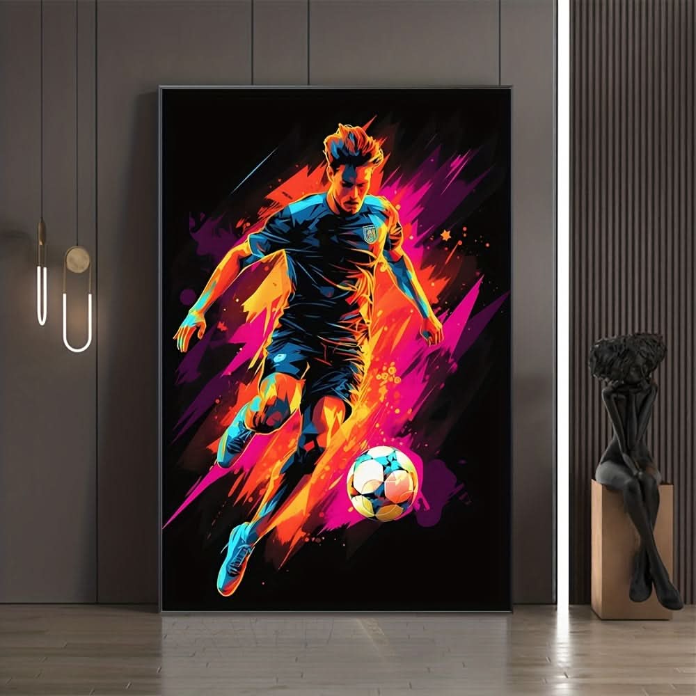 Abstract Football and Gaming Canvas Wall Art Set