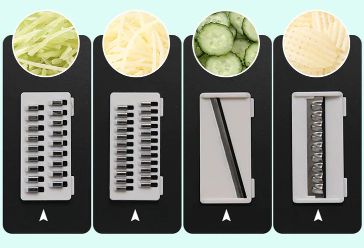 Multifunctional Vegetable Slicer With Catchment Container – Practical Kitchen Helper For Easy Cutting, Grating & Slicing