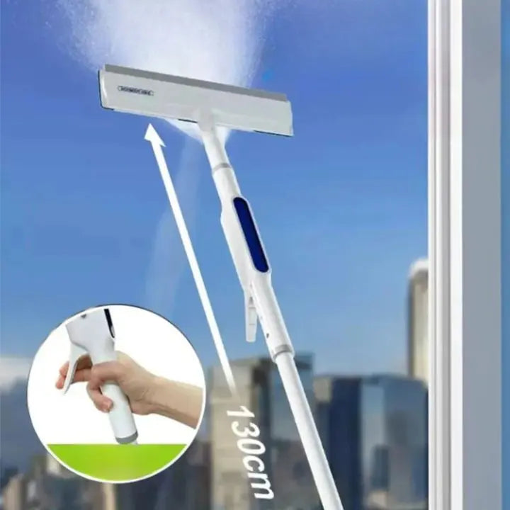 3-in-1 Window Cleaner with Extension & Spray Function + 3 Cloths