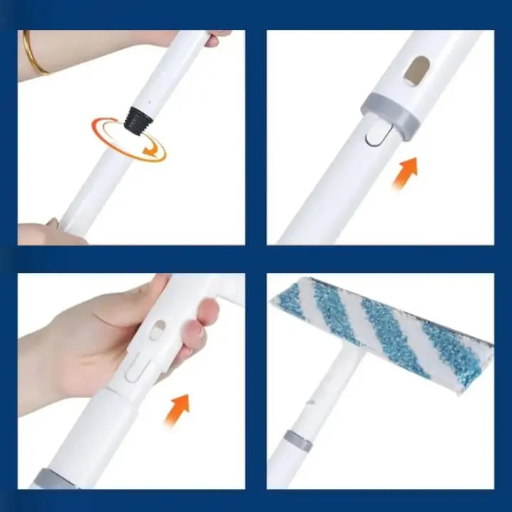3-in-1 Window Cleaner with Extension & Spray Function + 3 Cloths