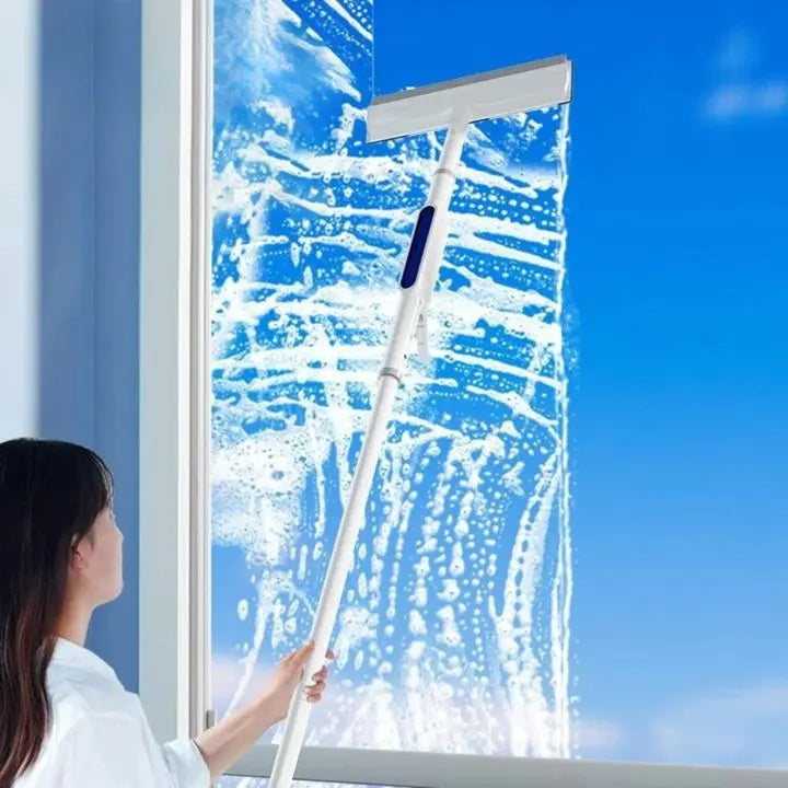 3-in-1 Window Cleaner with Extension & Spray Function + 3 Cloths