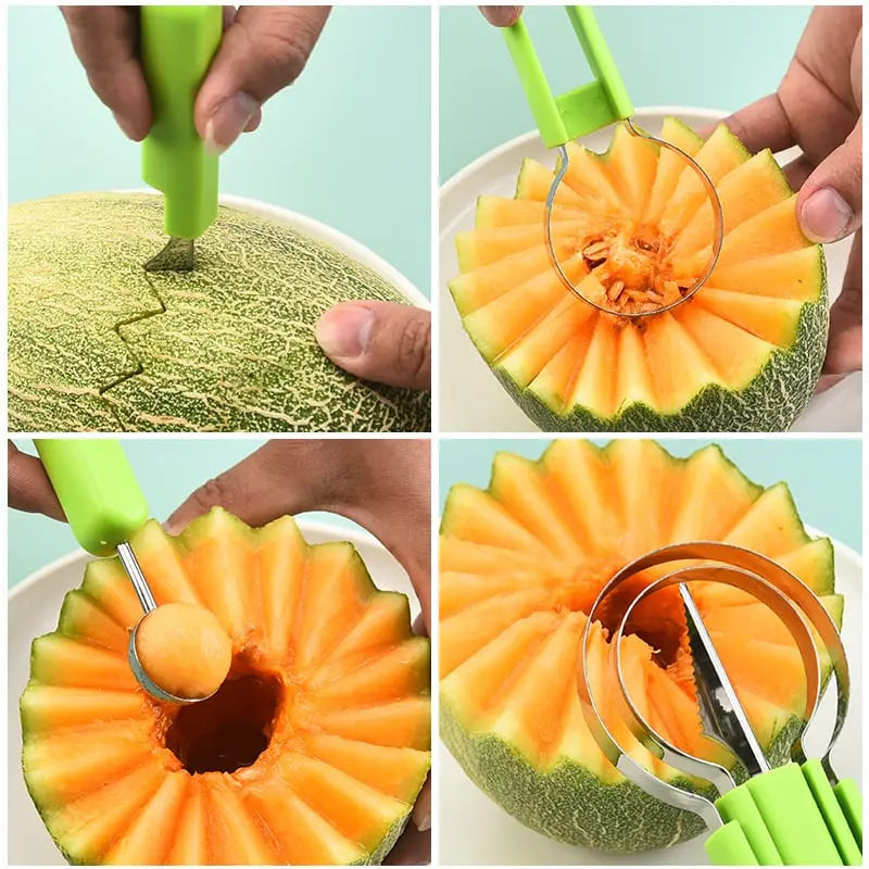 3-in-1 Fruit Cutter for Portioning & Decorating
