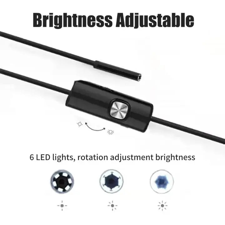 3-in-1 USB Endoscope Camera – Waterproof, Flexible with 6 LED Lights