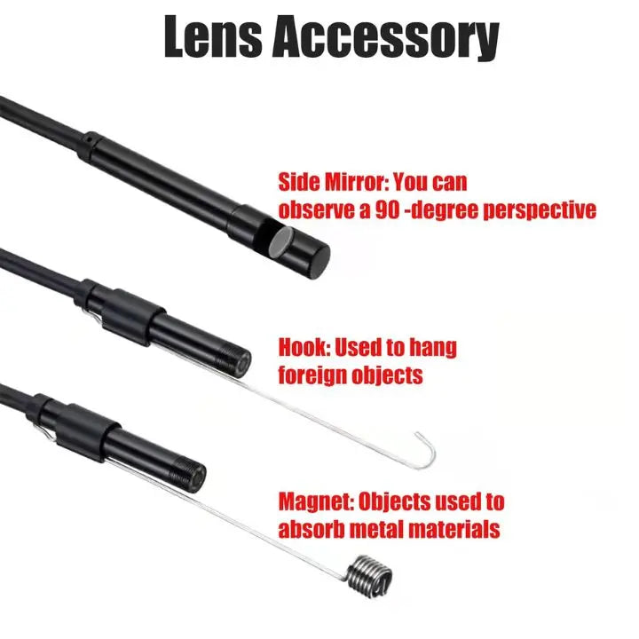 3-in-1 USB Endoscope Camera – Waterproof, Flexible with 6 LED Lights