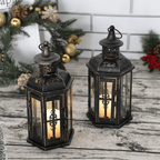 Vintage Scandinavian Black Iron Candle Lantern