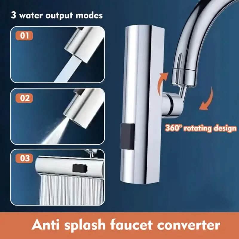 3-Mode Leak-Proof Sink Faucet Adapter - Durable Copper Construction for Kitchen and Bathroom