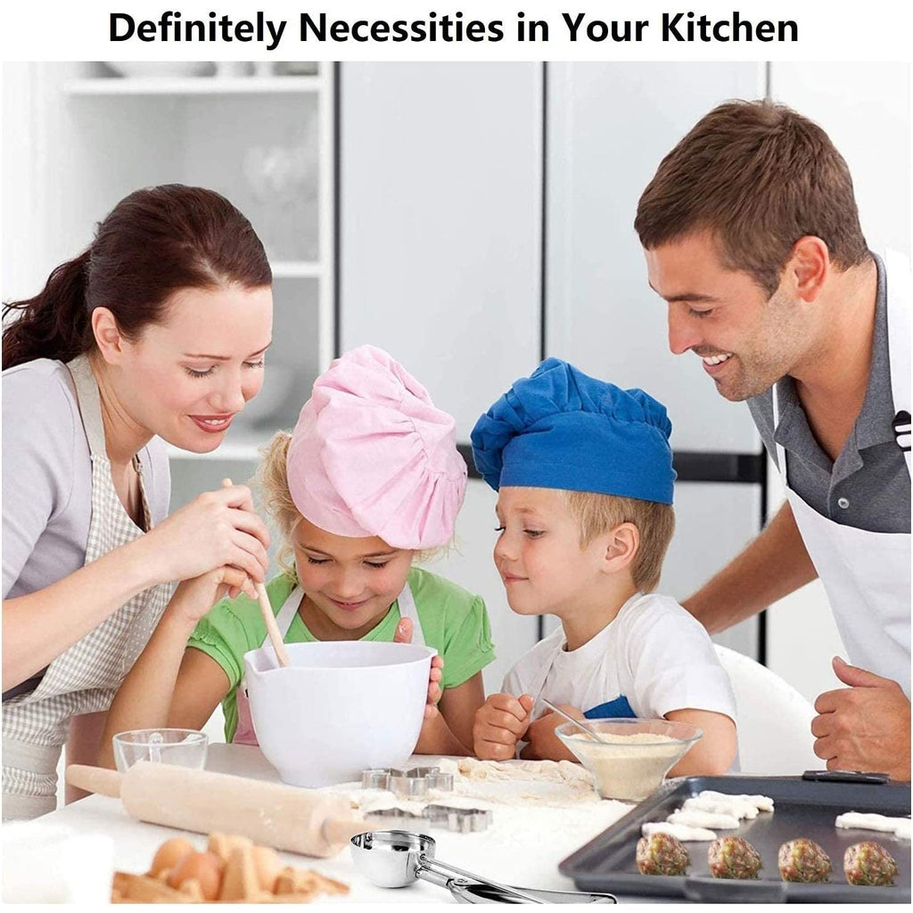 3-Piece Set: Stainless Steel Cookie Scooper with Trigger