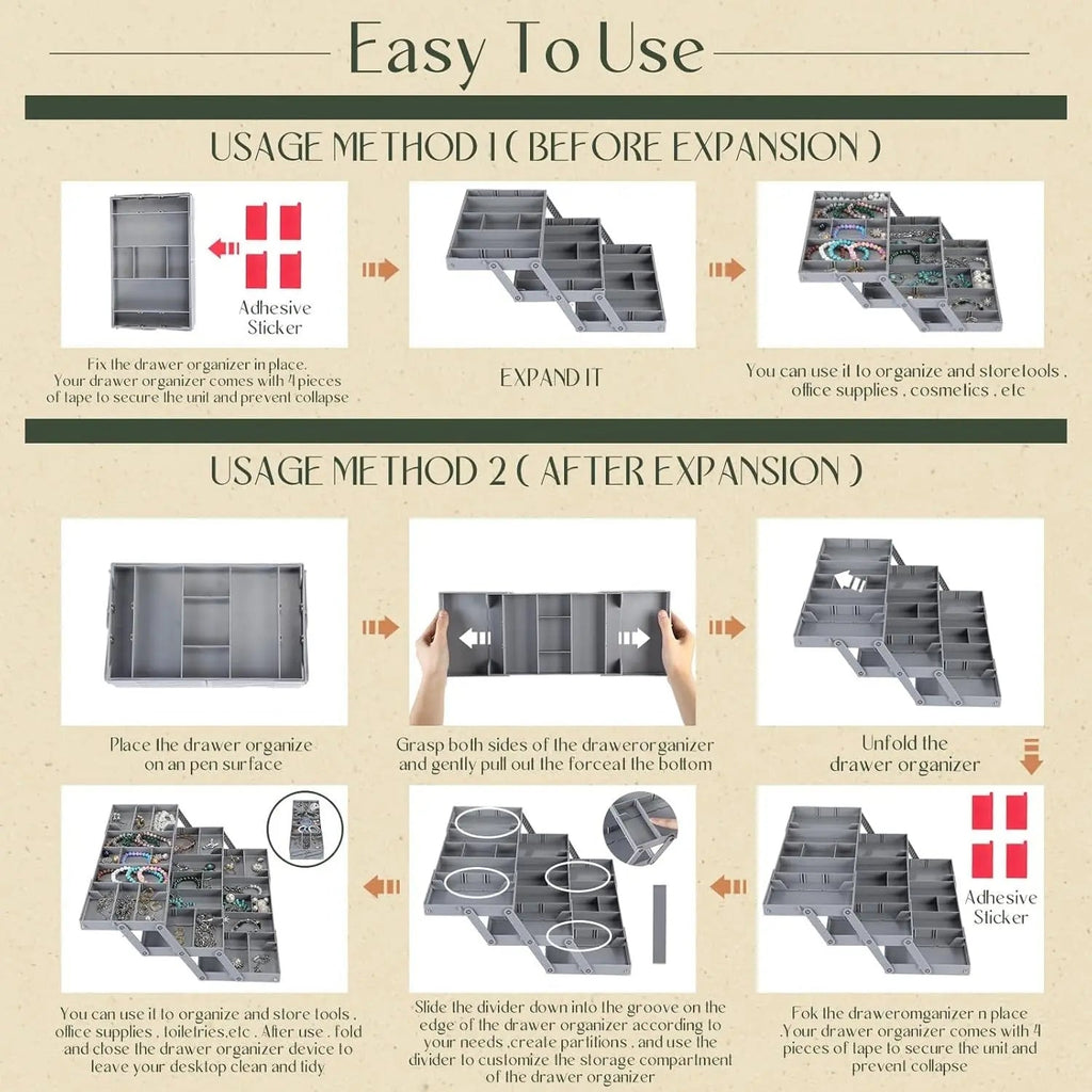 3-tier Smart Drawer Organizer – Makes optimal use of storage space