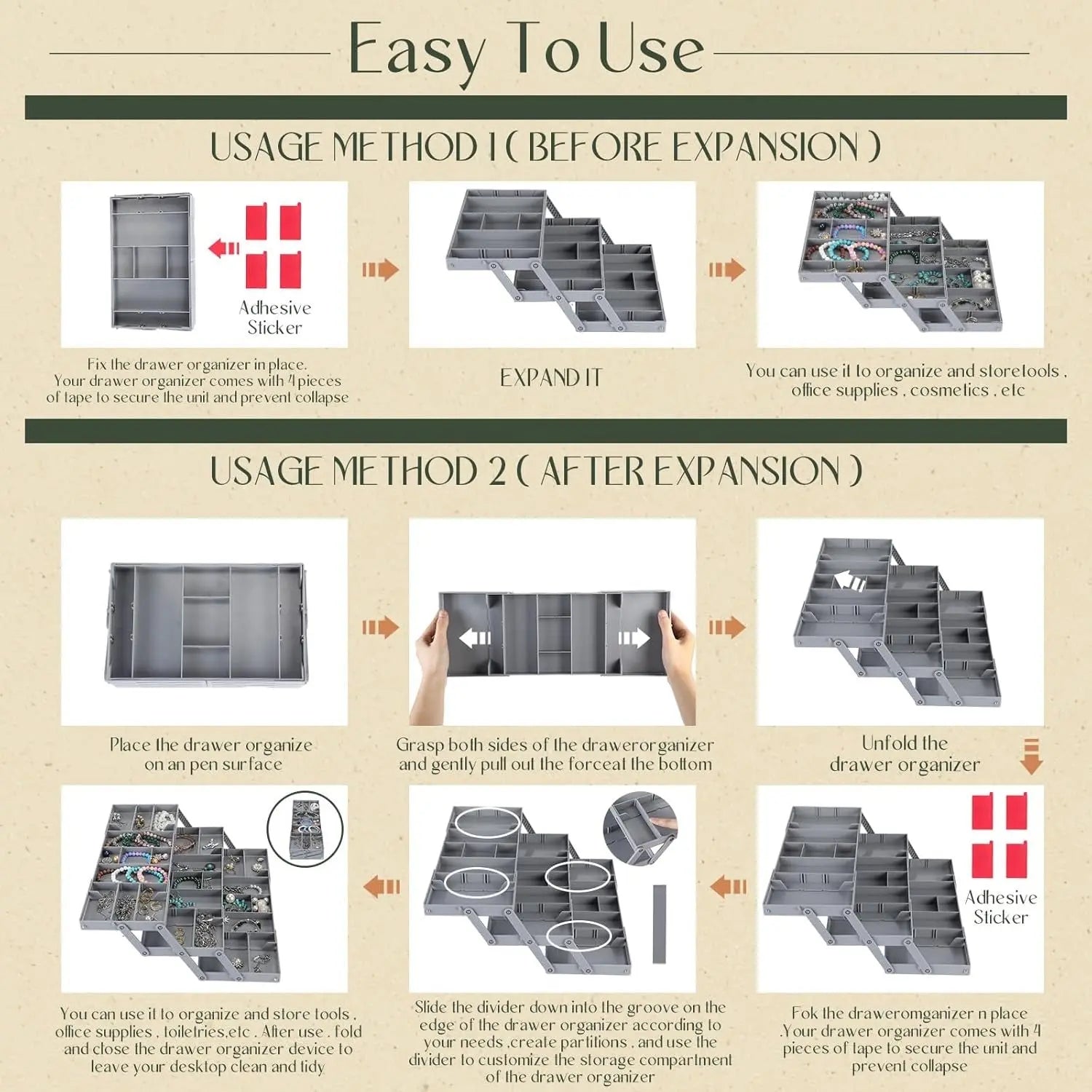 3-tier Smart Drawer Organizer – Makes optimal use of storage space
