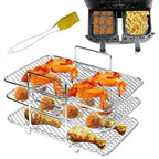 3-tier stainless steel air fryer rack for versatile cooking