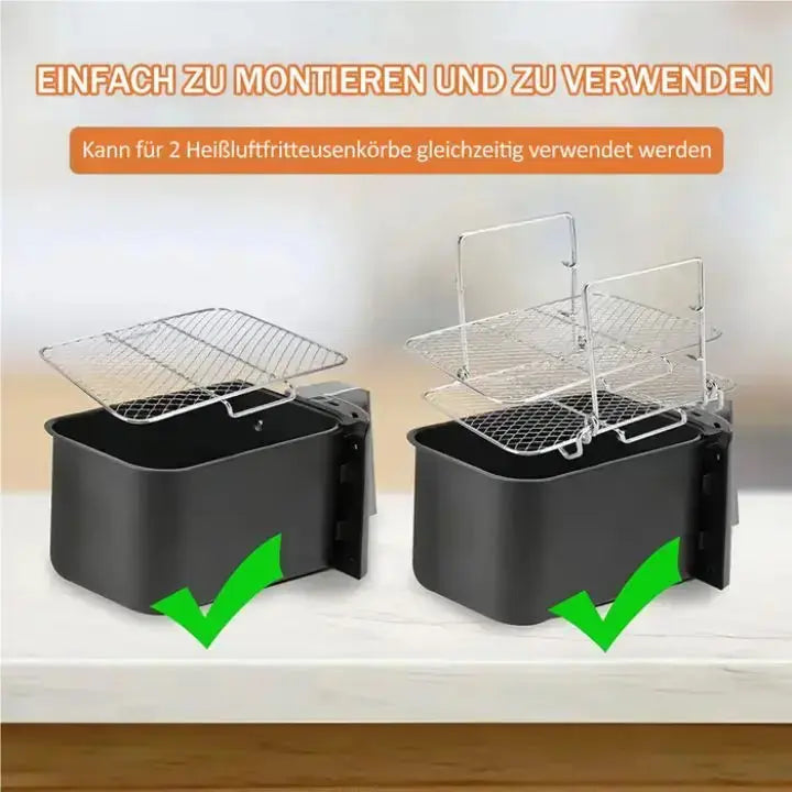 3-tier stainless steel air fryer rack for versatile cooking