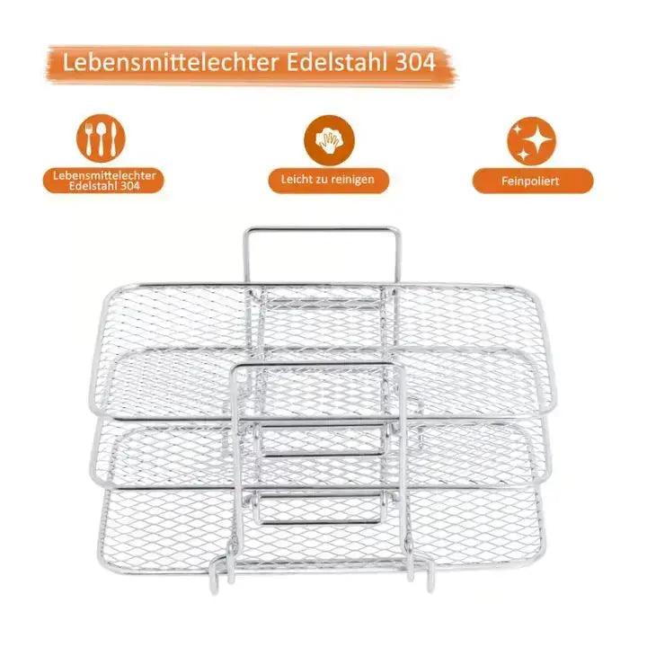 3-tier stainless steel air fryer rack for versatile cooking