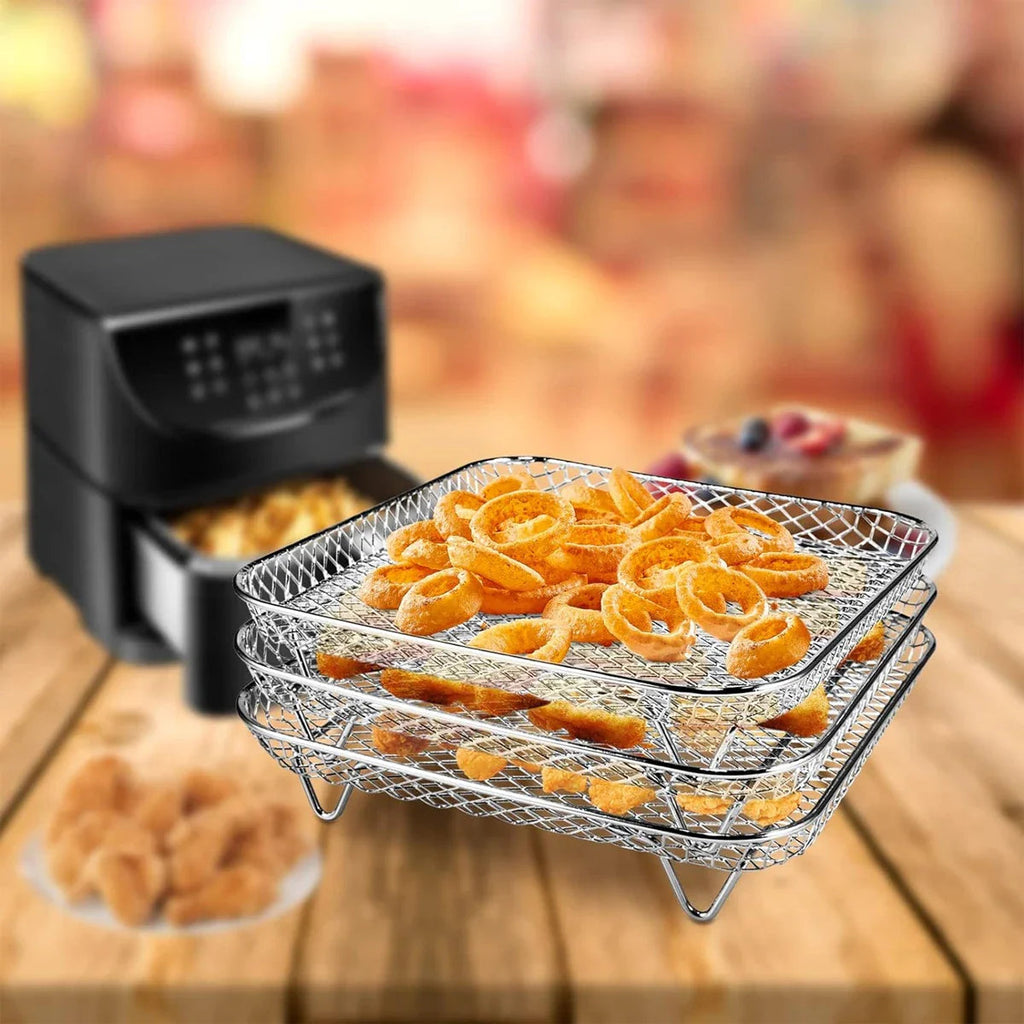 3-Tier Stainless Steel Air Fryer Rack Universal Stackable Accessory