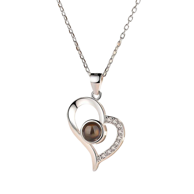 I love you roses bloom necklace in 100 languages gift set