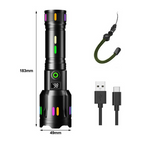 LED Flashlight With Power Display – Rechargeable High-Performance Flashlight With Glass Breaker & USB-C