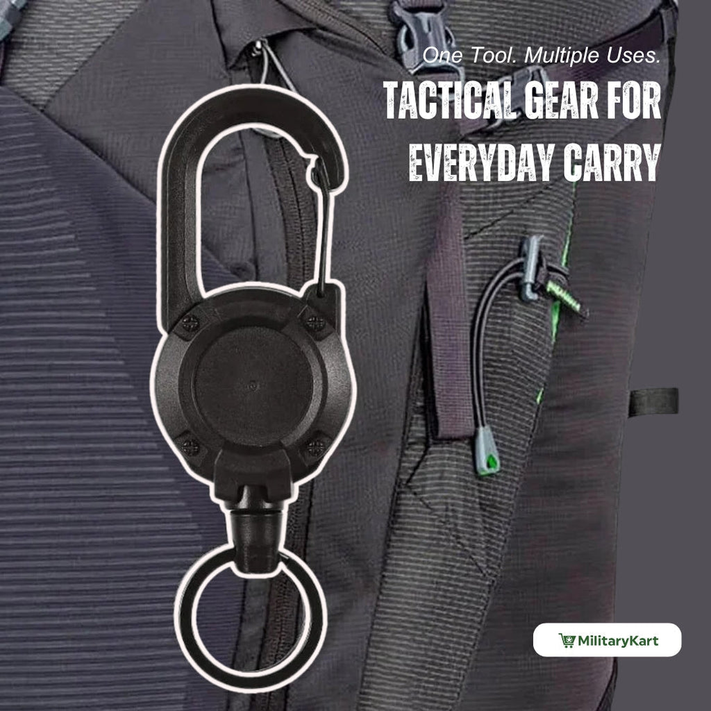 Heavy-Duty Tactical Retractable Keychain – Multi-Use Outdoor Carabiner Tool