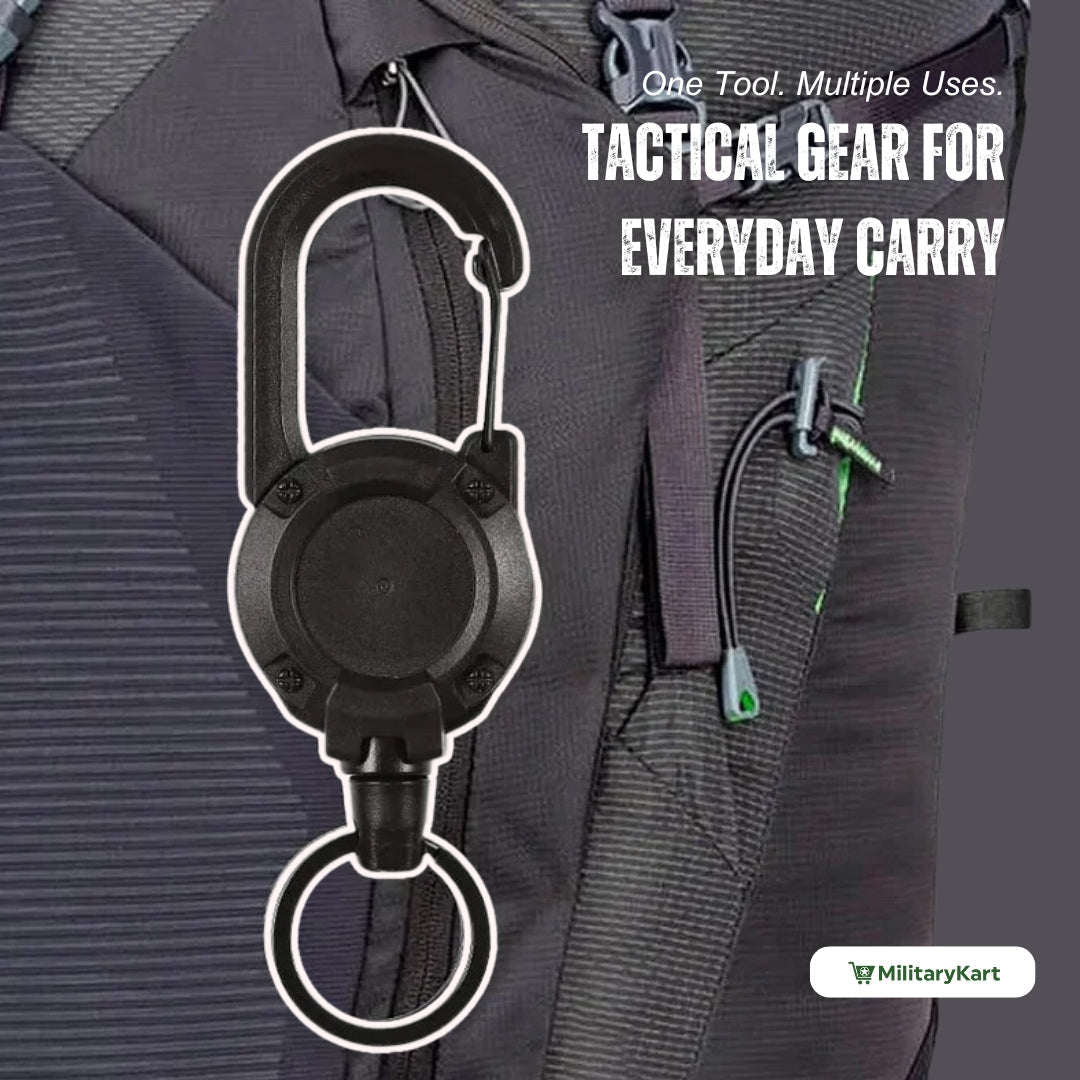 Heavy-Duty Tactical Retractable Keychain – Multi-Use Outdoor Carabiner Tool