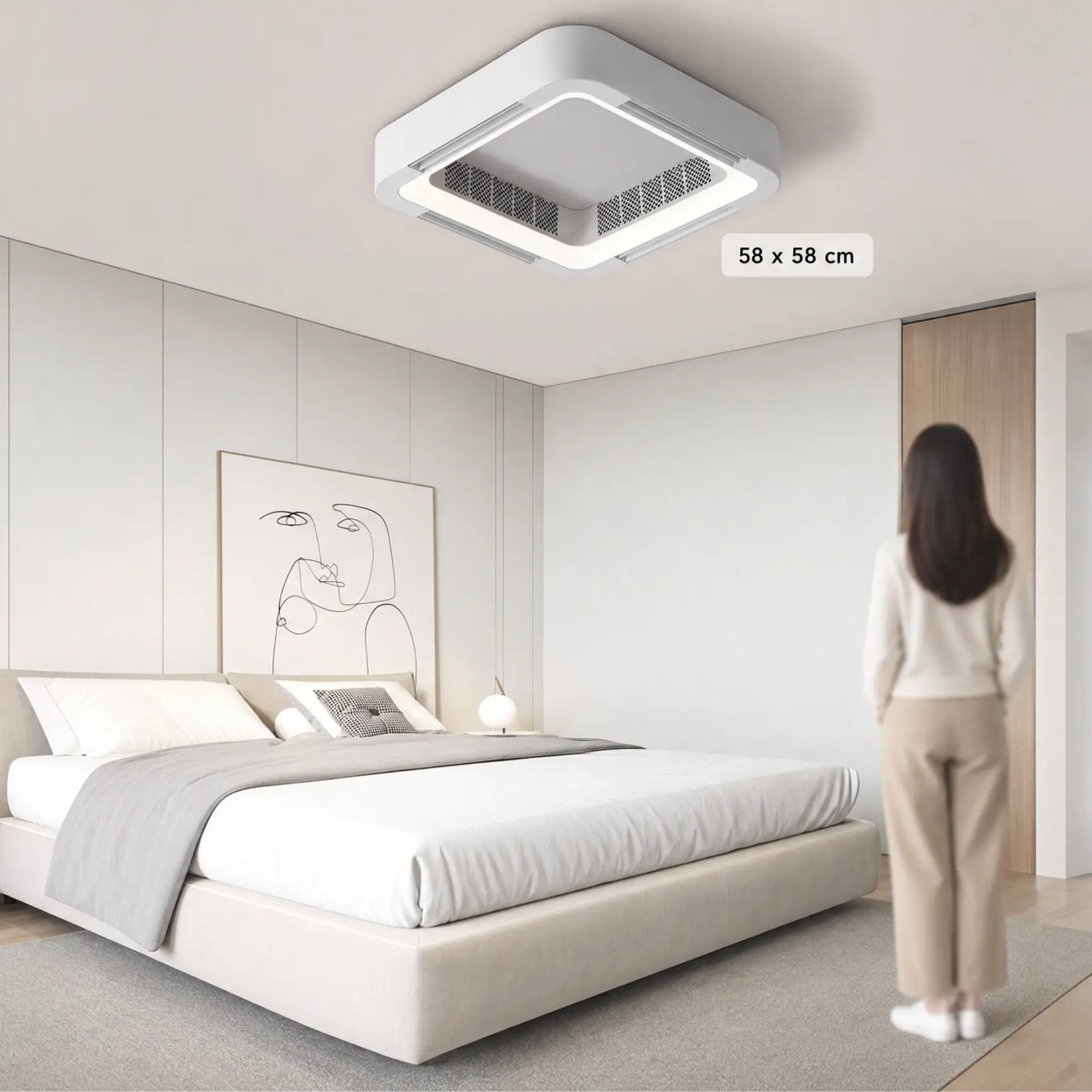 Modern Blade-less Ceiling Fan with LED Lighting and Chandelier
