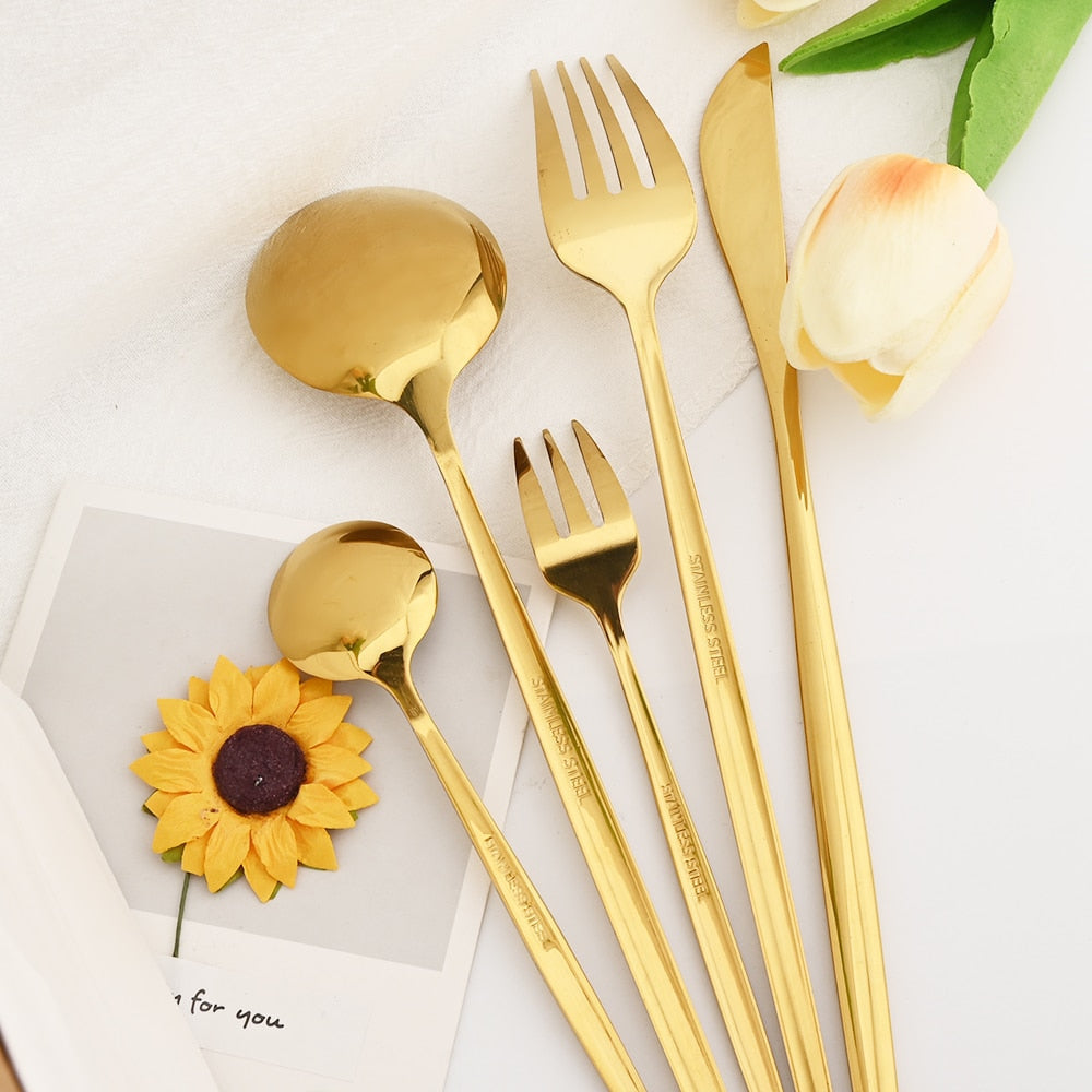 30Pcs Dinnerware Set Flatware Cutlery Set Stainless Steel Tableware