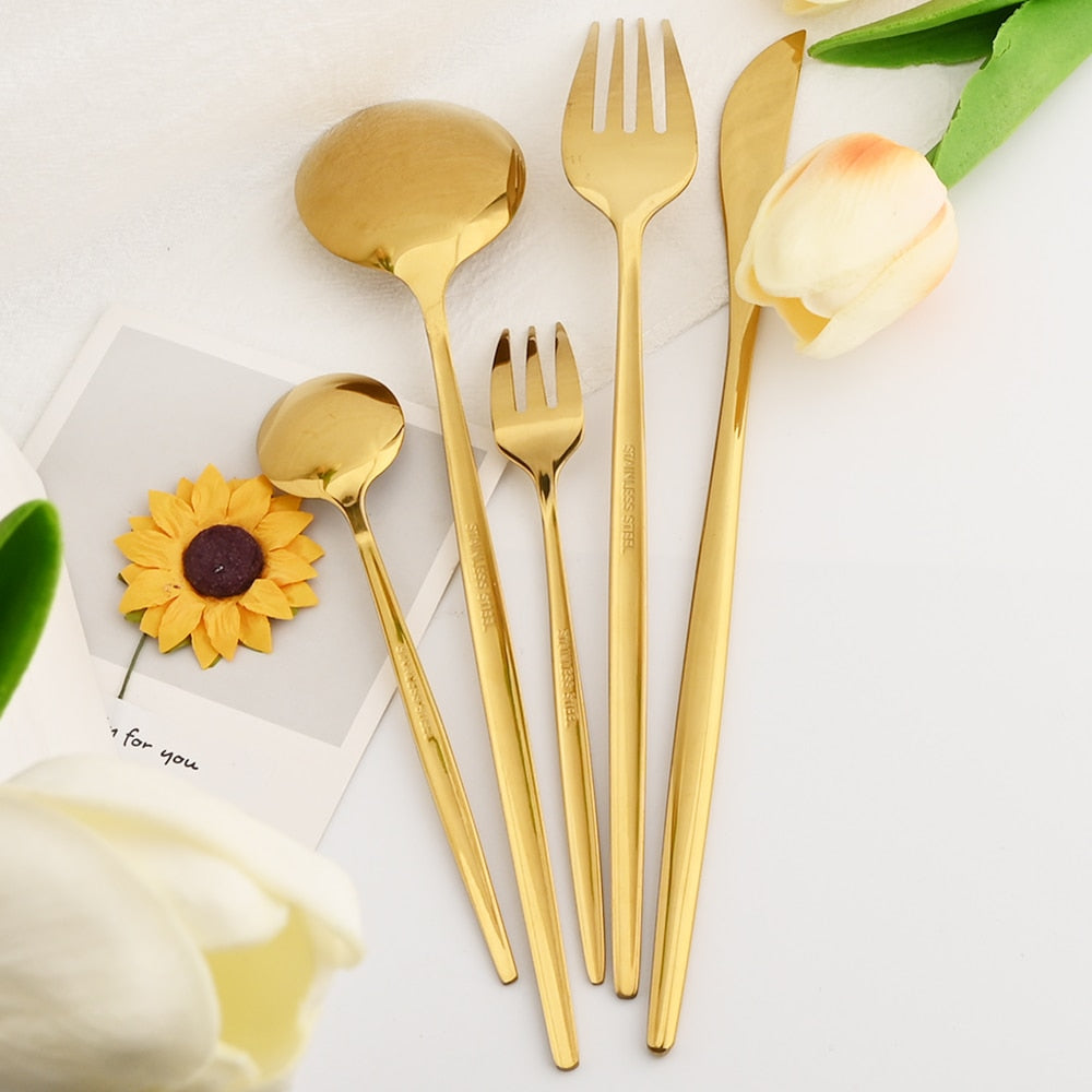 30Pcs Dinnerware Set Flatware Cutlery Set Stainless Steel Tableware